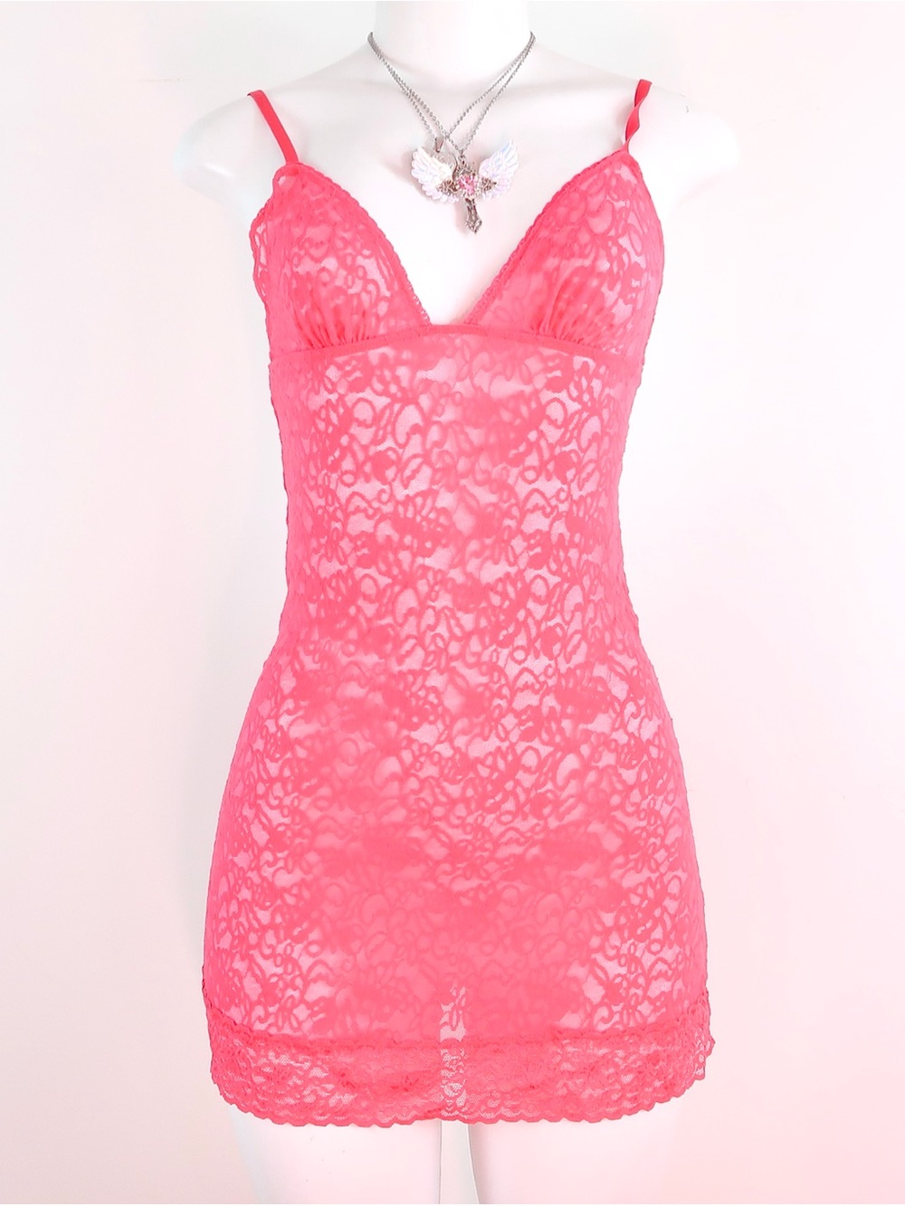 victorias secret pink lace slip dress floral mini coquette y2k size S